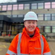Harry Iveson stood outside a Northern Powergrid Building