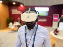 Man in a virtual reality VR headset 