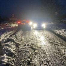 Snowy weather conditions in Northumberland