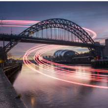 Tyne bridge with The Glasshouse Centre for International Music in the background